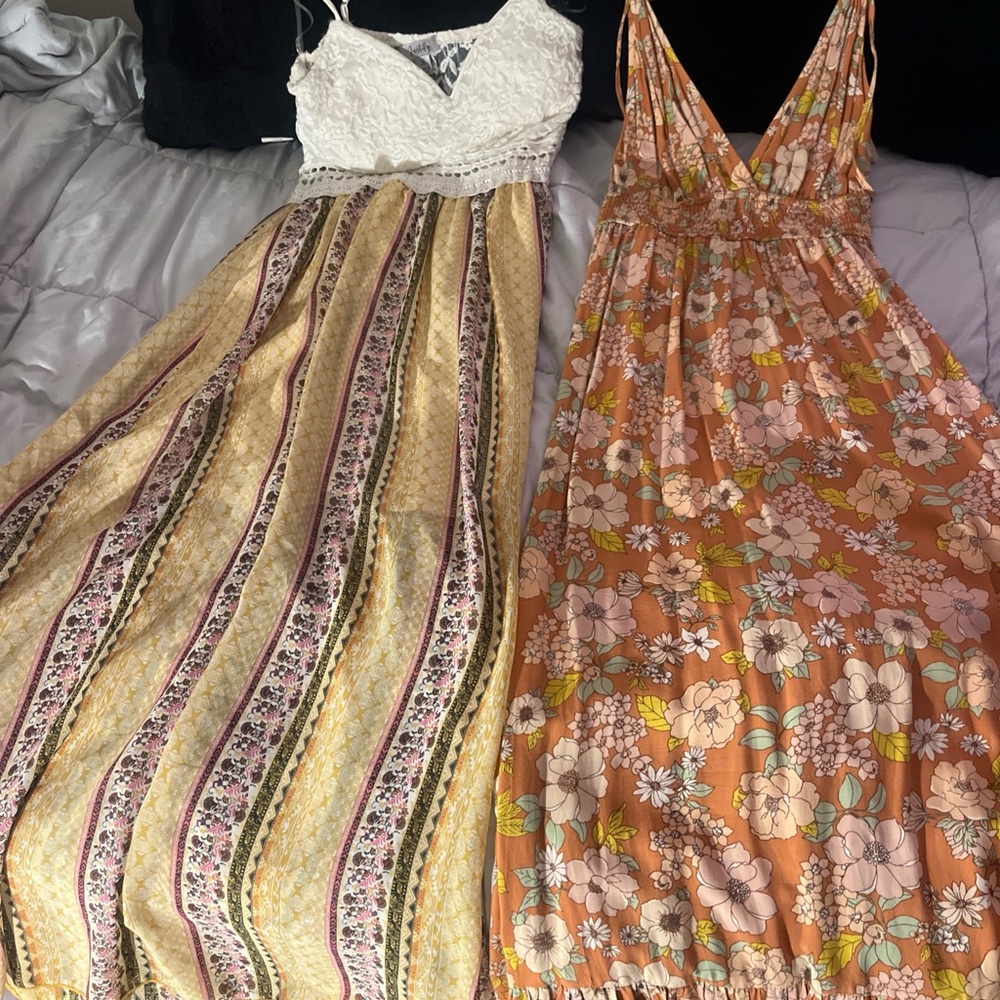 1. State White and Gold Sleeveless Sundress Maxi
